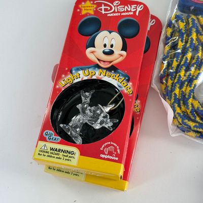 LOT 94A: Disney Pencils, Stickers, Small Toys, Jump Rope NIP, Light Up Necklaces & Silly Bands