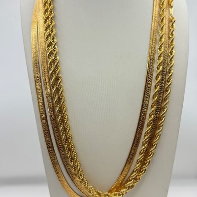 LOT 163J: Danbury Mint Heart Pendant Necklace & Four 24KTGP Necklaces