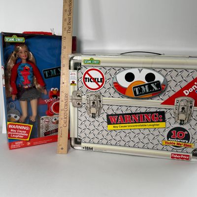LOT 64A: NIB Sesame Street TMX Tickle Me Elmo 10th Anniversary Toy & TMX Tickle Me Elmo Barbie NRFB