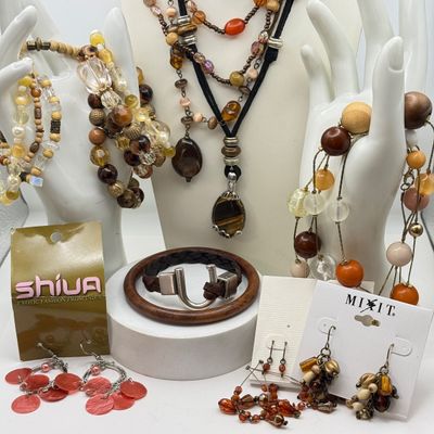 LOT 168J: Boho Beaded & Stone Necklaces, Bracelets & More