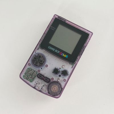 LOT 84A: Vintage Nintendo GameBoy Color Clear Circuit Handheld Video Game Console w/ Playable Case