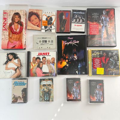 LOT 98A: CDs, DVDs & Tapes: Michael Jackson, Janet Jackson & Prince