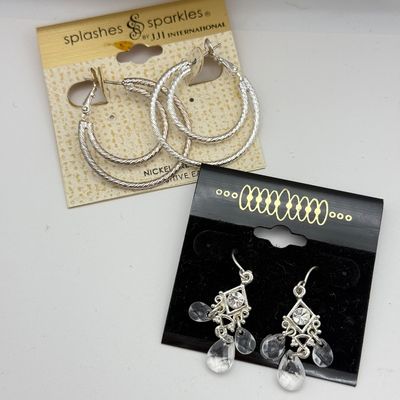 LOT 160J: Silvertone Costume Jewelry: Necklaces, NWT Earrings