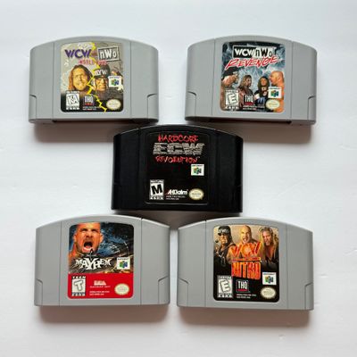 LOT 208V: Vintage Nintendo N64 WCW Wrestling Video Game Cartridges