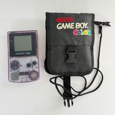 LOT 84A: Vintage Nintendo GameBoy Color Clear Circuit Handheld Video Game Console w/ Playable Case