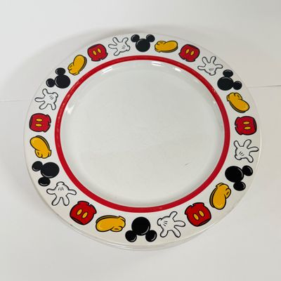 LOT 76A: Disney Parks Mickey Mouse Ceramic Dish Set: 6 Dinner Plates, 6 Salad Plates & 5 Bowls