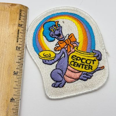 LOT 126P: 2000s Disney's EPCOT Collection: Figment Patch, Pin Park Map w/ Trading Pins: Ying Yang Mickey Head, Figment, Angry Daisy,...