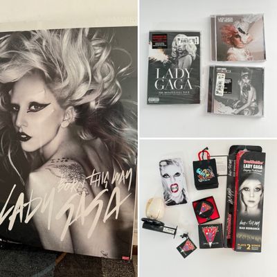 LOT 91A: Paws Up! Lady Gaga Collection: NIP DVD, CDs, Singing Toothbrush & Gaga's Workshop Souvenirs
