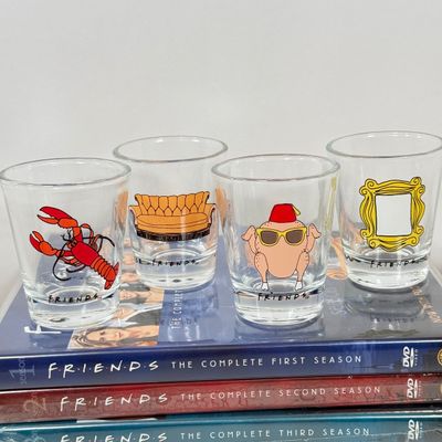 LOT 77A: I'll Be There for You... Friends Collection: Seasons 1-10 on DVD, Set of 4 Shot Glasses & Central Perk Travel Mug