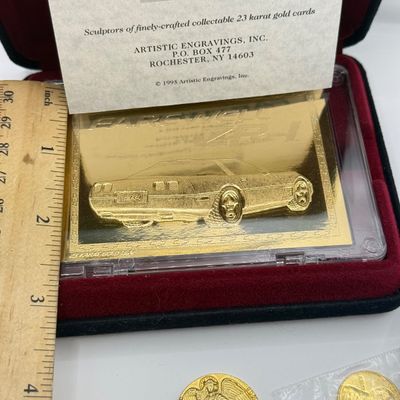 LOT 152F: Artistic Engravings 23karat Gold Plated Farewell ZR-1 Card, Plated 1980s Pennies & More Coins