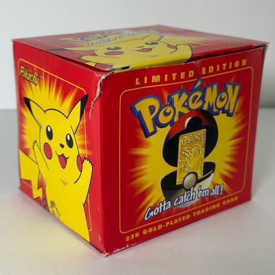 LOT 62A: FULL SET Pokémon Special Edition 23 karat Gold Plated Trading Cards: Charizard, Pikachu, Jiggly Puff, Poliwhirl, Mewtwo &...