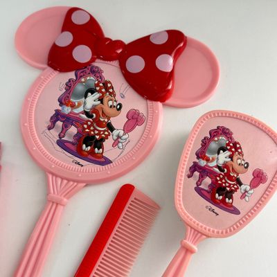 LOT 95A: Vintage Minnie Mouse Play Vanity Set, Minnie Mouse Bookmark, Sticky Notepad & NIP Pen