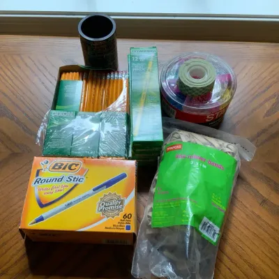 Bulk Writing Supplies: Ticonderoga & Dixon Pencils, BIC Pens, Clips & Rubber Bands