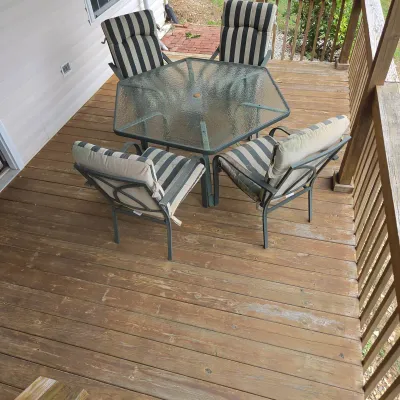 5-Piece Patio Dining Set - Hexagonal Glass-Top Table & 4 Cushioned Chairs
