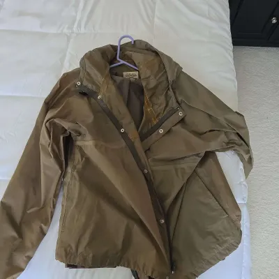 Cabela's Hooded Rain Jacket Men's Large Brown Full Zip Outdoor Coat With Pants