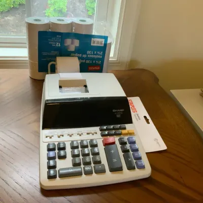 Sharp EL-1197PIII Printing Calculator with Paper Rolls & Staples Calculator