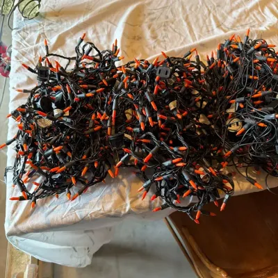 3 Lg Strands of Orange Mini Christmas String Lights