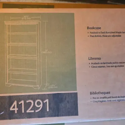 New in Box Sauder 5-Shelf Bookcase #41291 – Dark Burnished Maple #2