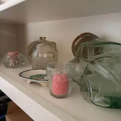 Decorative Glass Collection Including Vintage VW Beetle Cookie Jar & Art Glass Pieces