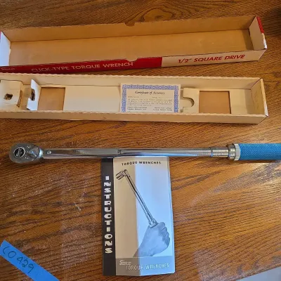 Vintage 1971 Snap-on QJR-3200 1/2" Drive Click-Type Torque Wrench w/ Box, Manual & Certificate