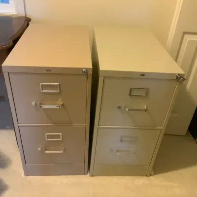 Pair of HON 2-Drawer Metal Filing Cabinets