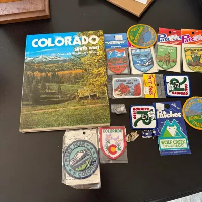 Vintage Travel Patch Collection, Colorado Souvenir Book & Hiking Memorabilia