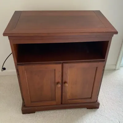 Wood Swivel TV Stand Media Cabinet with Storage – Approx. 30”W x 32”H