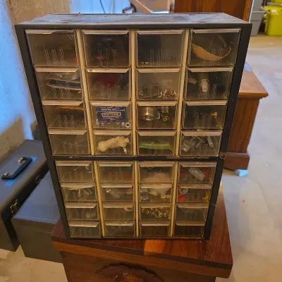 Multi-Drawer Parts Organizer Cabinet with Assorted Hardware & Fasteners