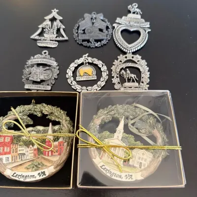 Gettysburg Pewter Ornaments & Lexington, VA Christmas Ornament Collection