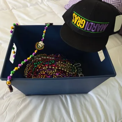 Mardi Gras Hat And Beads 
