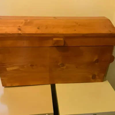 Rustic Wooden Domed-Lid Storage Chest with Side Handles