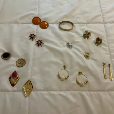 Vintage Costume Jewelry Lot | Earrings, Cameo Brooch, Ring & Bracelet