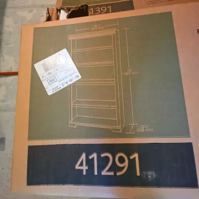 New in Box Sauder 5-Shelf Bookcase #41291 – Dark Burnished Maple #1