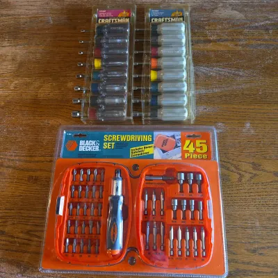 NOS Craftsman USA Stubby Nut Driver Sets & Black & Decker 45-Piece Screwdriving Set