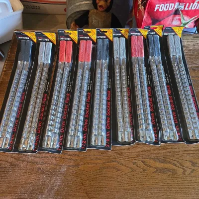 10 NOS Craftsman Socket Rails – 1/4", 3/8" & 1/2" Drive Socket Racks – New Sealed