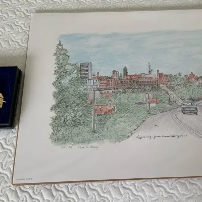 Signed Lynchburg Art Print & 2001 Union Station Commemorative Ornament