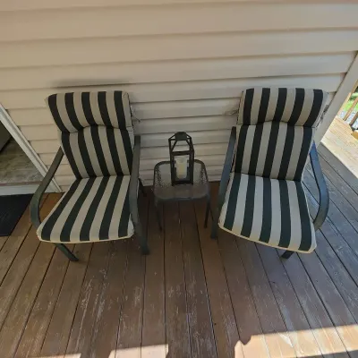 3-Piece Outdoor Patio Conversation Set with Cushions & Glass Side Table