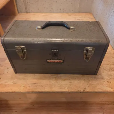 Vintage Craftsman Metal Tool Box with Assorted Hand Tools & Sockets
