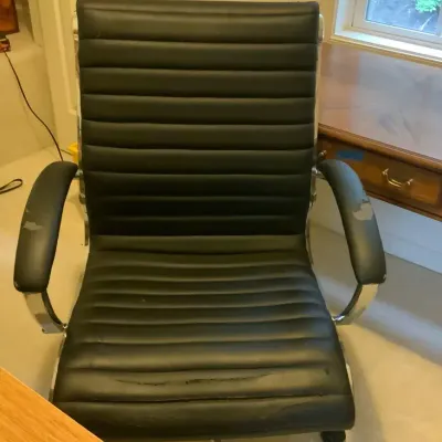 Black Ribbed Executive Office Chair with Chrome Base