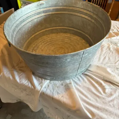 Vintage Galvanized Metal Wash Tub with Handles