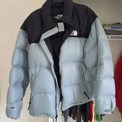 The North Face 700 Fill Goose Down Puffer Jacket Men's XXL Light Blue & Black