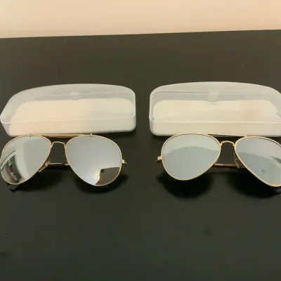 Two Mirrored Aviator Sunglasses w/ Cases