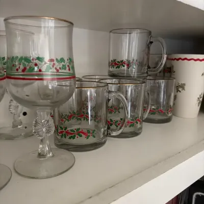 Christmas Glassware Collection with Holiday Mugs, Goblets & Serving Pieces