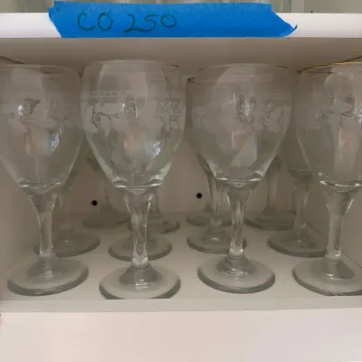 Set of 12 Frosted Grape Pattern Wine Goblets