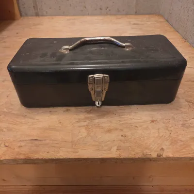 Vintage Cantilever Metal Tool Box Organizer with Assorted Hardware & Hand Tools