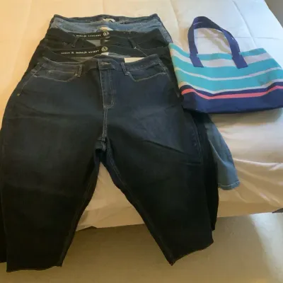 Women’s Denim Jeans & Capri Lot (Sizes 14-16) - Christopher & Banks, W62, NWT & Canvas Tote Bag