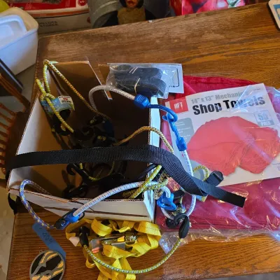 Large Lot of Bungee Cords, Ratchet Tie-Downs & Cargo Straps