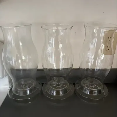 Set of 3 Glass Hurricane Candle Shades or Lamp Chimneys