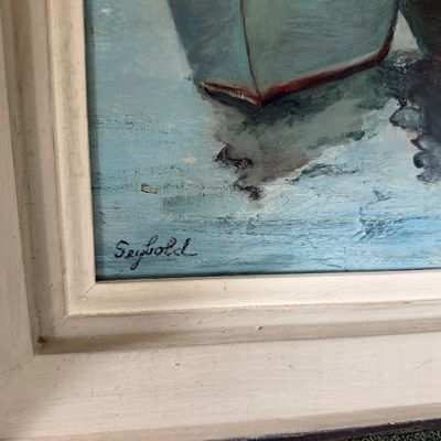 Maritime Oil Painting - Fishing Boats