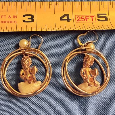 Vintage William Ruser 14k Yellow Gold Pendant and Earring Set